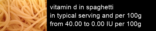 vitamin d in spaghetti information and values per serving and 100g